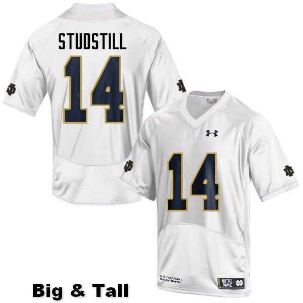 Men's NCAA Notre Dame Fighting Irish #14 Devin Studstill Stitched College Under Armour Authentic White Big & Tall Football Jersey SC10Y82KO